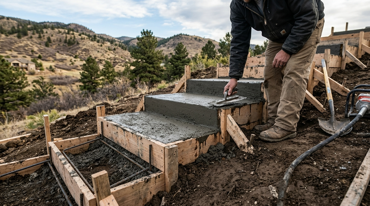 Attached Entry Stairs vs. Freestanding Landscape Steps — Above and Below Concrete