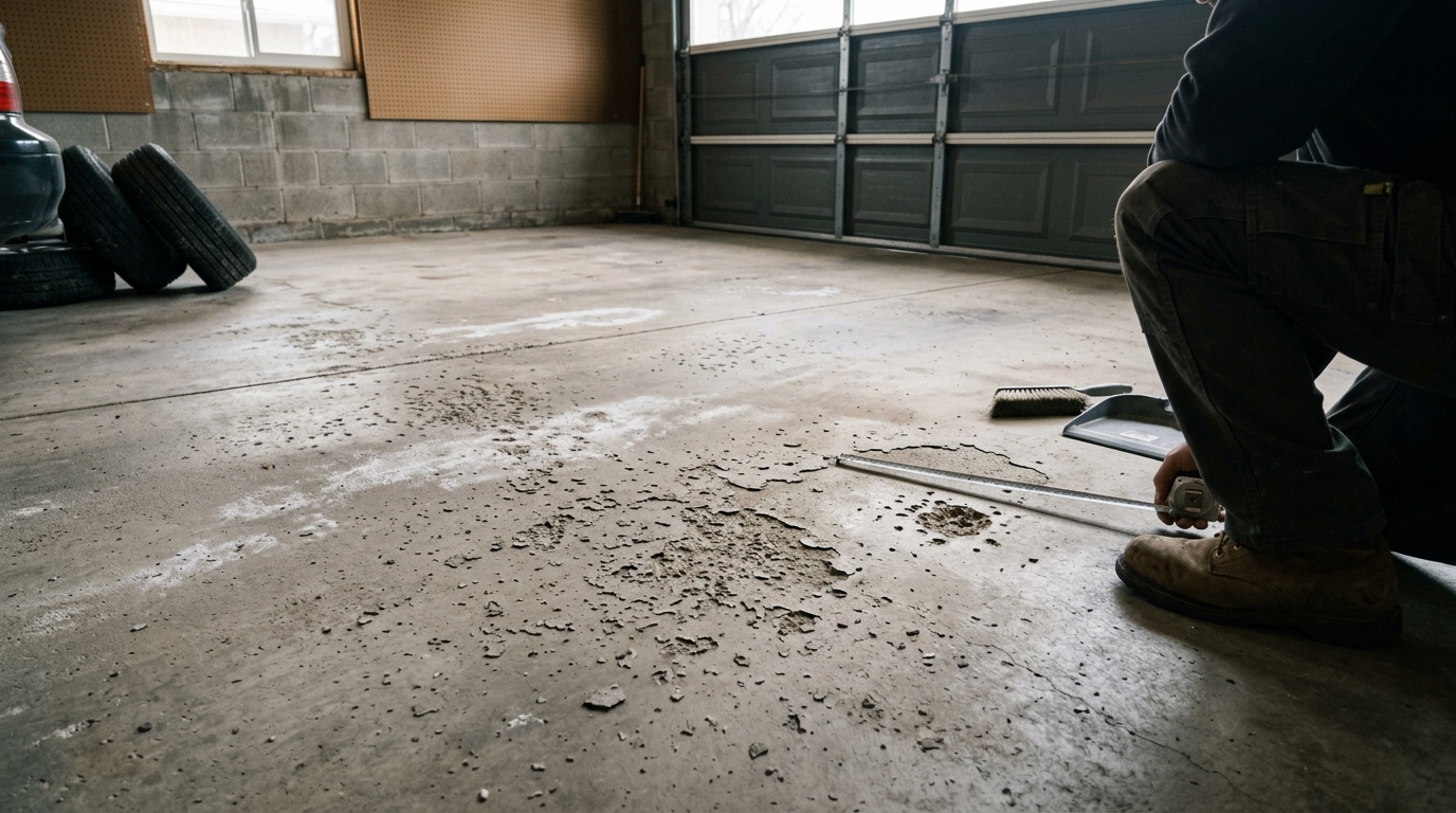 Restoring an Already Damaged Garage Slab — Above and Below Concrete
